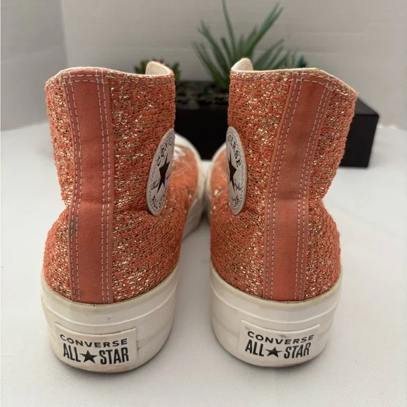 CONVERSE CHUCK TAYLOR PLATFORM METALLIC ORANGE PINK & GOLD SNEAKERS SZ  7 - Picture 5 of 13